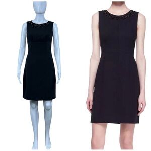 Kate Spade Diana Sheath Crepe Embellished Dress Size 6 Quiet Luxury Old Money